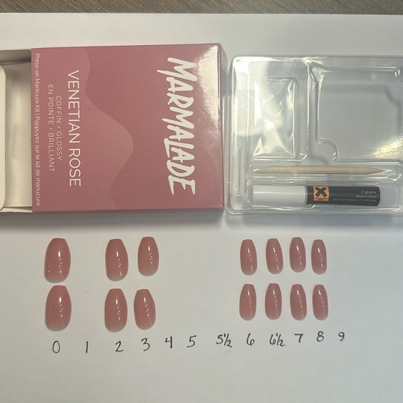 Marmalade Nails Press On Nails Venetian Rose, Coffin, PARTIAL SET - Picture 1 of 5